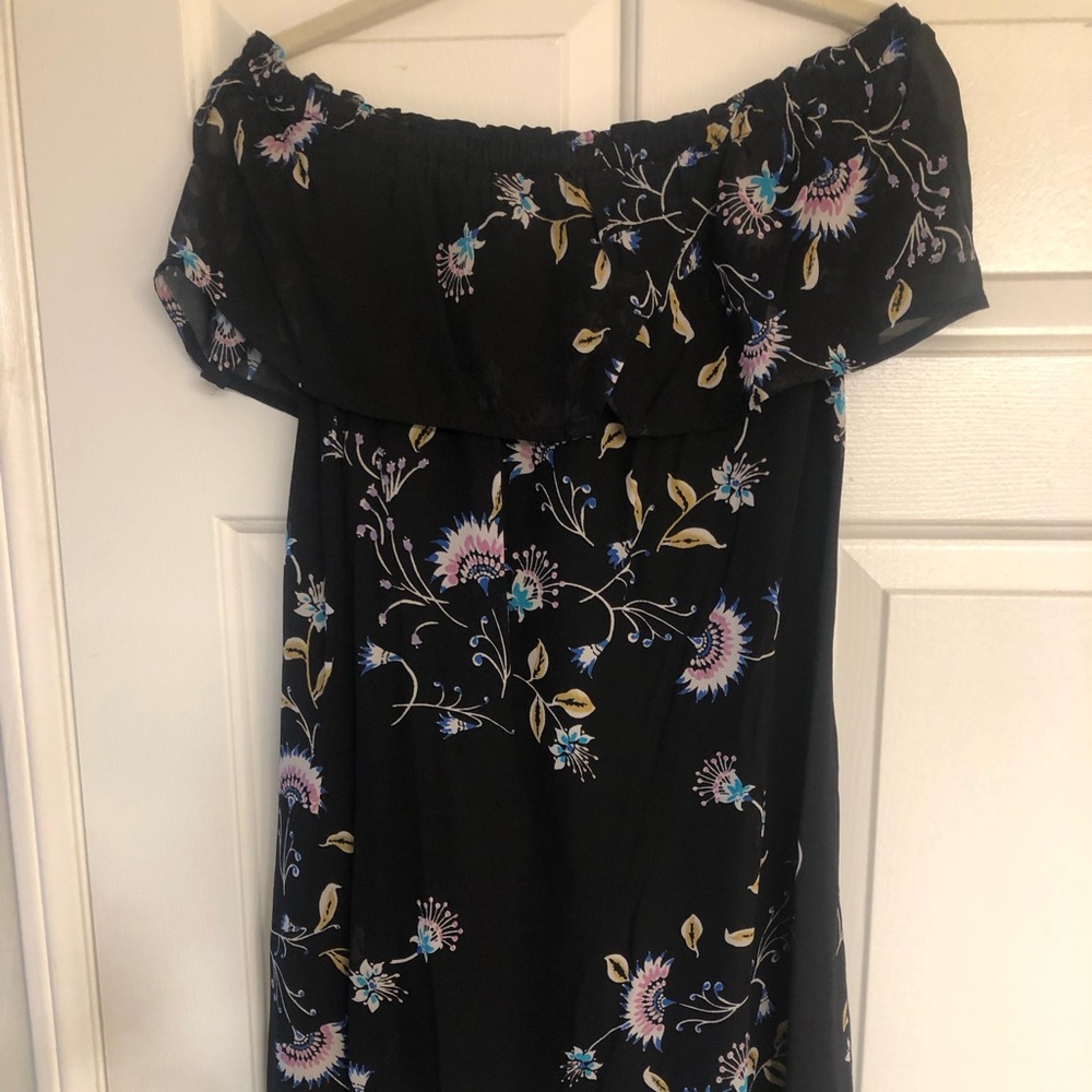 Rebecca Minkoff Black Ruffled Off-Shoulder Midi Dress